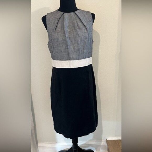 L'agence | Color Block Sheath Dress Linen Lambskin Size 10 - Picture 1 of 13